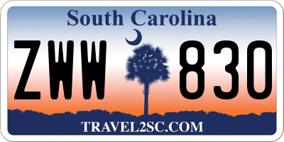 SC license plate ZWW830