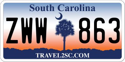 SC license plate ZWW863