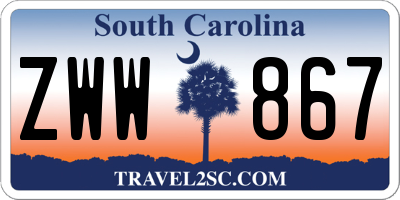SC license plate ZWW867