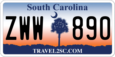 SC license plate ZWW890