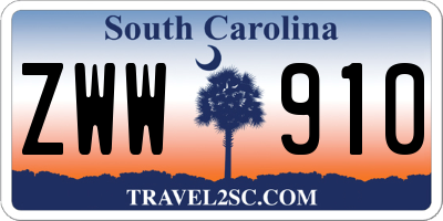 SC license plate ZWW910