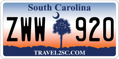 SC license plate ZWW920