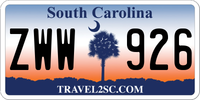 SC license plate ZWW926