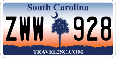 SC license plate ZWW928