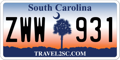 SC license plate ZWW931