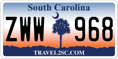 SC license plate ZWW968