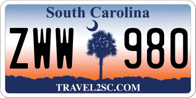SC license plate ZWW980