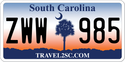 SC license plate ZWW985