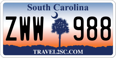 SC license plate ZWW988