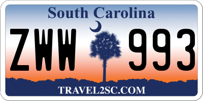 SC license plate ZWW993