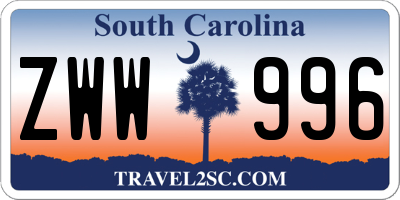 SC license plate ZWW996