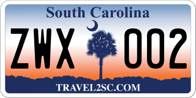 SC license plate ZWX002
