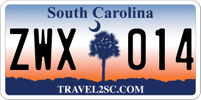 SC license plate ZWX014