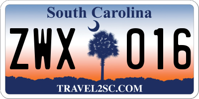 SC license plate ZWX016