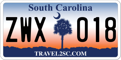 SC license plate ZWX018