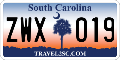 SC license plate ZWX019