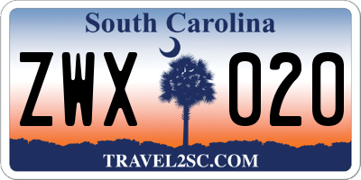 SC license plate ZWX020