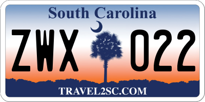 SC license plate ZWX022