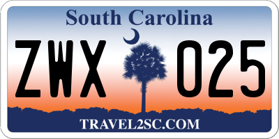SC license plate ZWX025