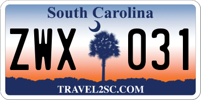SC license plate ZWX031