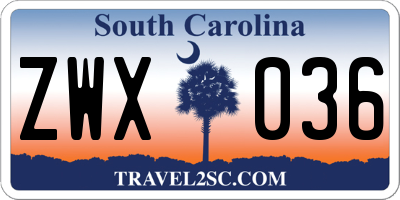 SC license plate ZWX036