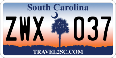 SC license plate ZWX037