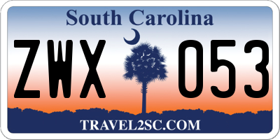 SC license plate ZWX053