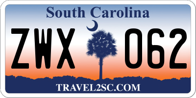 SC license plate ZWX062