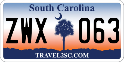 SC license plate ZWX063