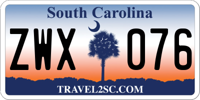 SC license plate ZWX076