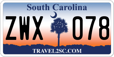 SC license plate ZWX078