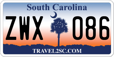 SC license plate ZWX086