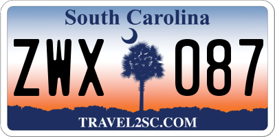 SC license plate ZWX087