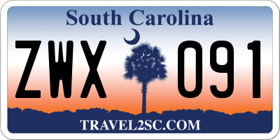 SC license plate ZWX091