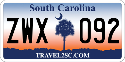 SC license plate ZWX092