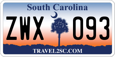 SC license plate ZWX093