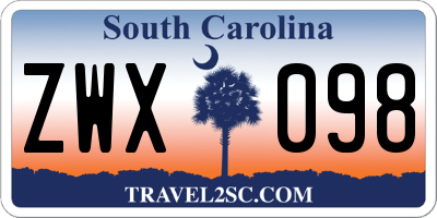 SC license plate ZWX098