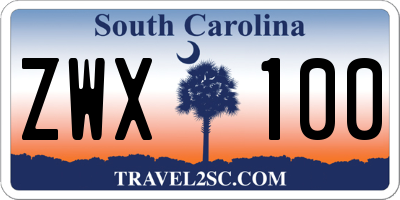 SC license plate ZWX100