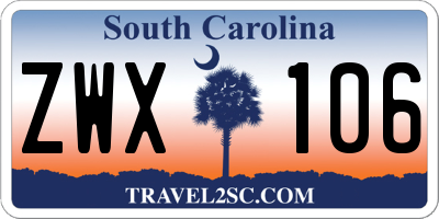 SC license plate ZWX106