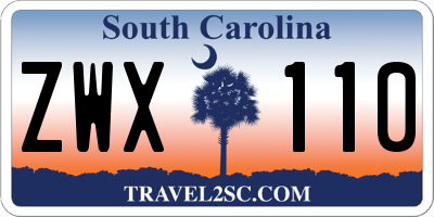 SC license plate ZWX110
