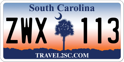 SC license plate ZWX113