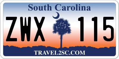 SC license plate ZWX115