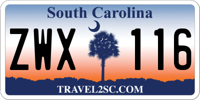 SC license plate ZWX116