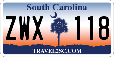 SC license plate ZWX118