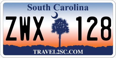 SC license plate ZWX128