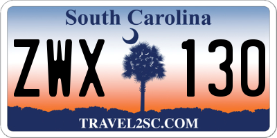 SC license plate ZWX130