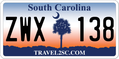 SC license plate ZWX138
