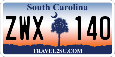 SC license plate ZWX140