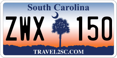 SC license plate ZWX150