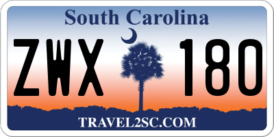 SC license plate ZWX180